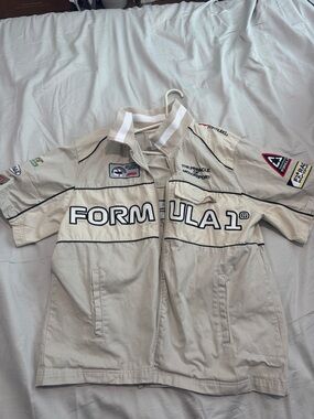 PacSun Formula 1 Jacket - Beige and White